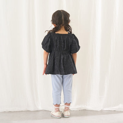 日本童裝 Ly# mine 棉質蕾絲泡泡袖襯衫 100-150cm 女童款 夏季 TOPS