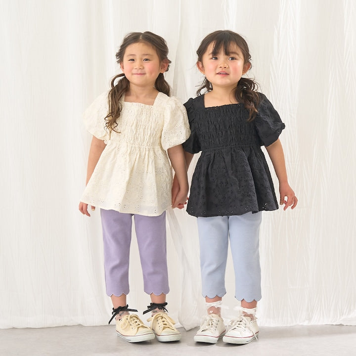 日本童裝 Ly# mine 棉質蕾絲泡泡袖襯衫 100-150cm 女童款 夏季 TOPS