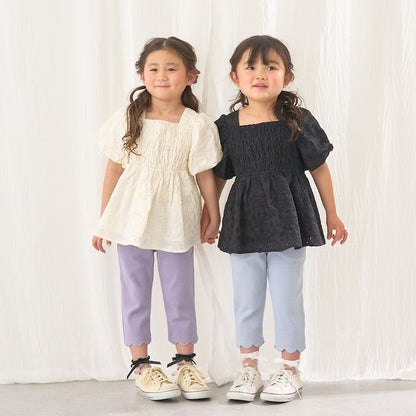 日本童裝 Ly# mine 棉質蕾絲泡泡袖襯衫 100-150cm 女童款 夏季 TOPS