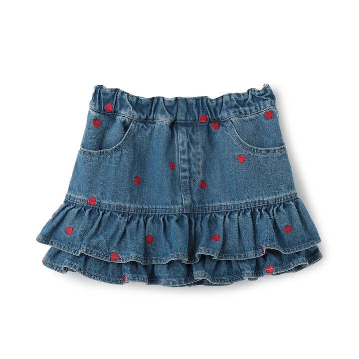 日本童裝 Ly# mine 刺繡花紋牛仔短裙 100-150cm 女童款 夏季 SKIRTS