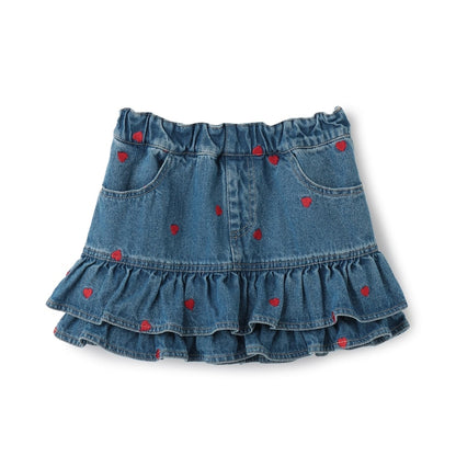 日本童裝 Ly# mine 刺繡花紋牛仔短裙 100-150cm 女童款 夏季 SKIRTS