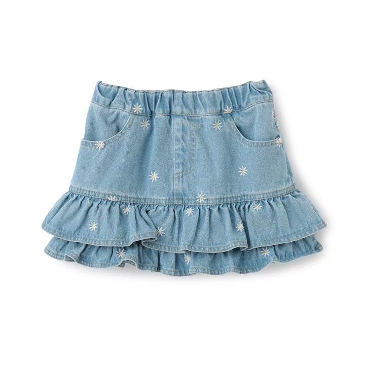 日本童裝 Ly# mine 刺繡花紋牛仔短裙 100-150cm 女童款 夏季 SKIRTS