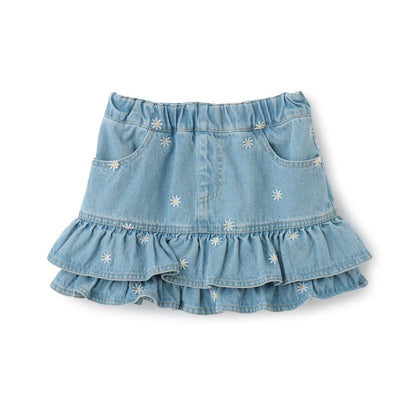 日本童裝 Ly# mine 刺繡花紋牛仔短裙 100-150cm 女童款 夏季 SKIRTS
