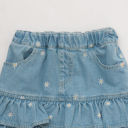 日本童裝 Ly# mine 刺繡花紋牛仔短裙 100-150cm 女童款 夏季 SKIRTS