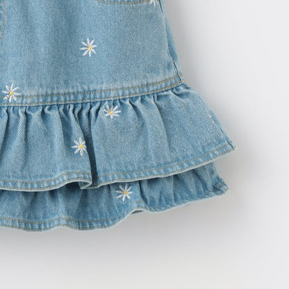 日本童裝 Ly# mine 刺繡花紋牛仔短裙 100-150cm 女童款 夏季 SKIRTS