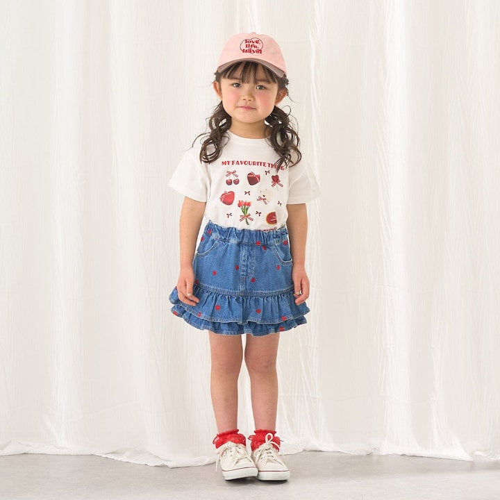 日本童裝 Ly# mine 刺繡花紋牛仔短裙 100-150cm 女童款 夏季 SKIRTS