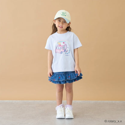 日本童裝 Ly# mine 刺繡花紋牛仔短裙 100-150cm 女童款 夏季 SKIRTS