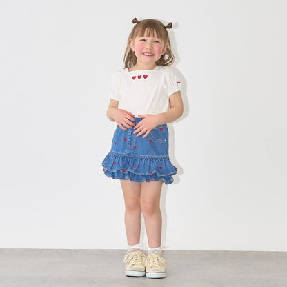 日本童裝 Ly# mine 刺繡花紋牛仔短裙 100-150cm 女童款 夏季 SKIRTS