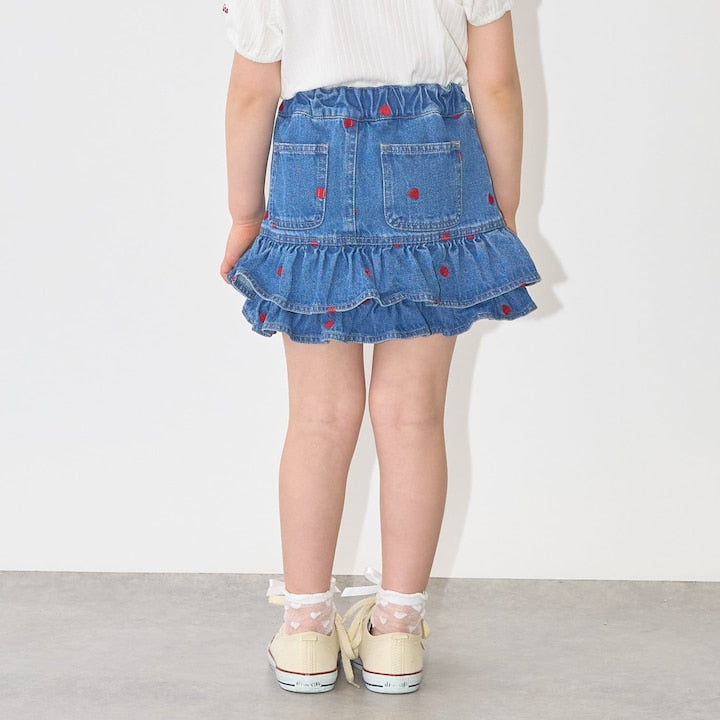 日本童裝 Ly# mine 刺繡花紋牛仔短裙 100-150cm 女童款 夏季 SKIRTS