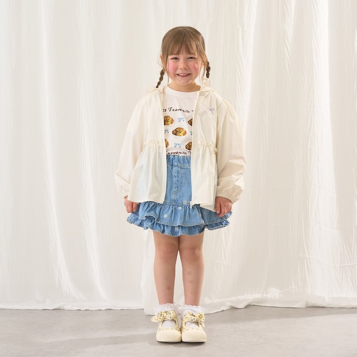 日本童裝 Ly# mine 刺繡花紋牛仔短裙 100-150cm 女童款 夏季 SKIRTS