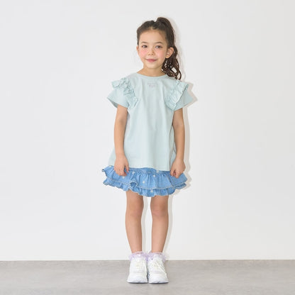 日本童裝 Ly# mine 刺繡花紋牛仔短裙 100-150cm 女童款 夏季 SKIRTS