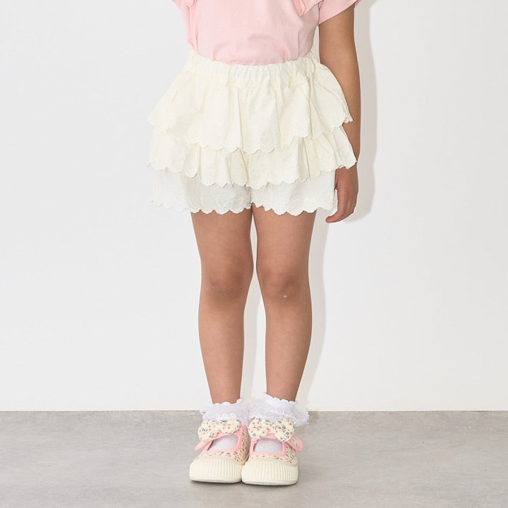 日本童裝 Ly# mine 心形刺繡扇貝層裙褲 100-150cm 女童款 夏季 PANTS