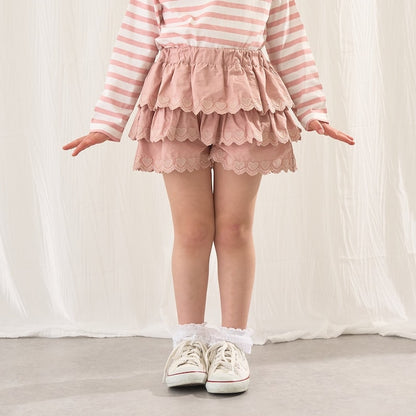 日本童裝 Ly# mine 心形刺繡扇貝層裙褲 100-150cm 女童款 夏季 PANTS