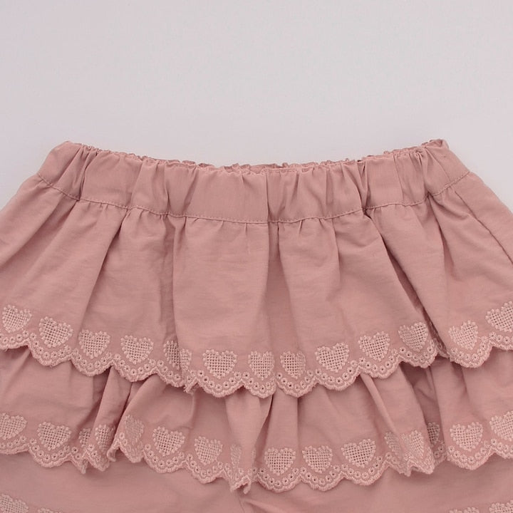 日本童裝 Ly# mine 心形刺繡扇貝層裙褲 100-150cm 女童款 夏季 PANTS