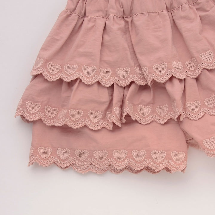 日本童裝 Ly# mine 心形刺繡扇貝層裙褲 100-150cm 女童款 夏季 PANTS