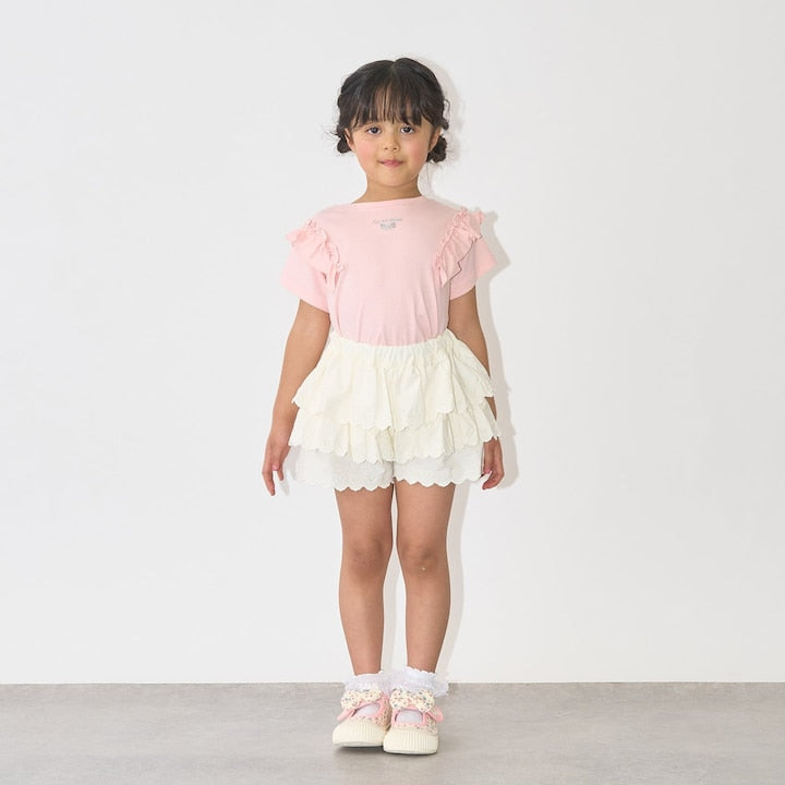 日本童裝 Ly# mine 心形刺繡扇貝層裙褲 100-150cm 女童款 夏季 PANTS