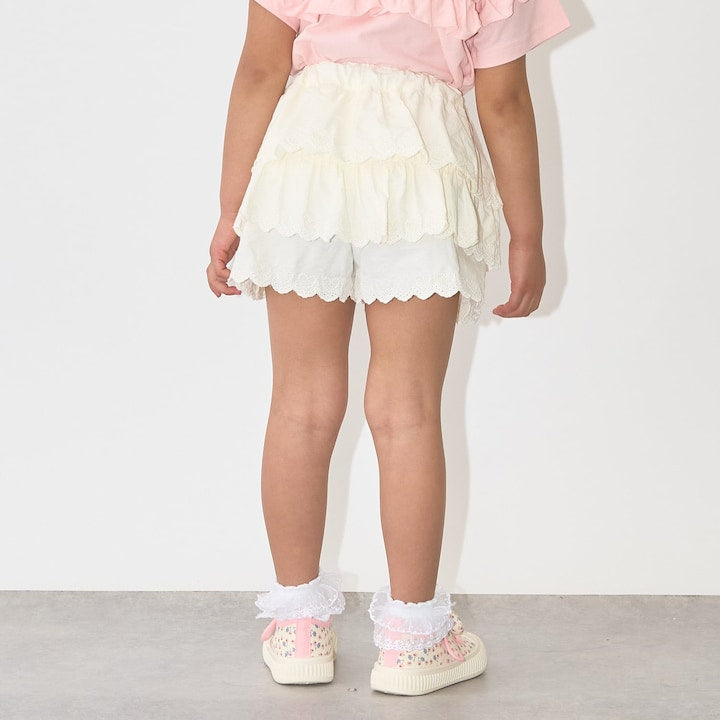 日本童裝 Ly# mine 心形刺繡扇貝層裙褲 100-150cm 女童款 夏季 PANTS