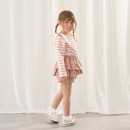 日本童裝 Ly# mine 心形刺繡扇貝層裙褲 100-150cm 女童款 夏季 PANTS