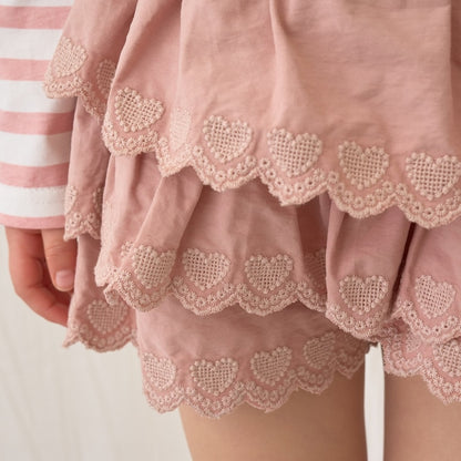日本童裝 Ly# mine 心形刺繡扇貝層裙褲 100-150cm 女童款 夏季 PANTS