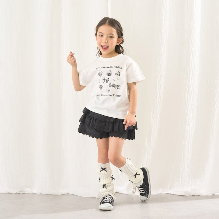 日本童裝 Ly# mine 心形刺繡扇貝層裙褲 100-150cm 女童款 夏季 PANTS