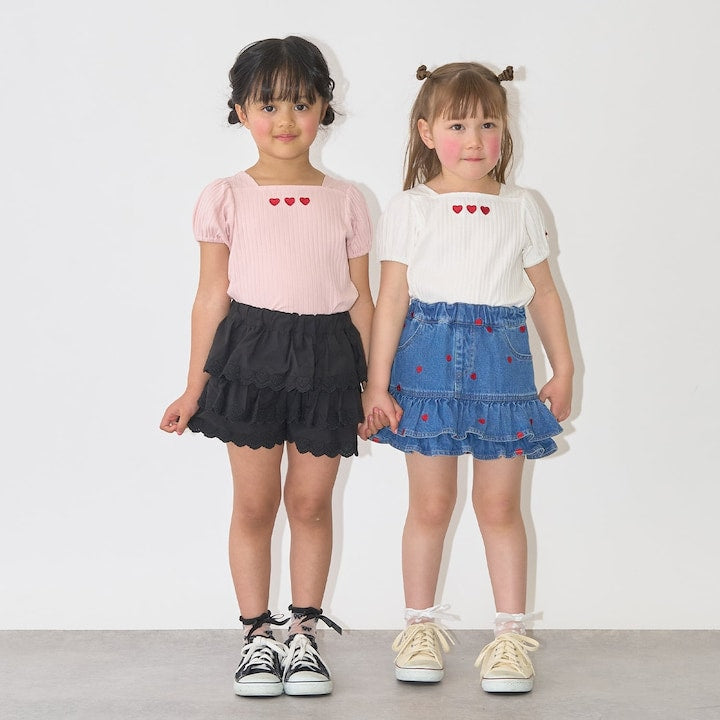 日本童裝 Ly# mine 心形刺繡扇貝層裙褲 100-150cm 女童款 夏季 PANTS