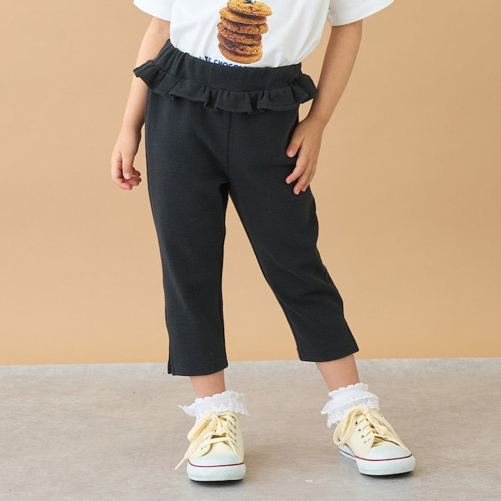 日本童裝 Ly# mine 吸水速乾 側開衩七分長褲 90-140cm 女童款 夏季 PANTS