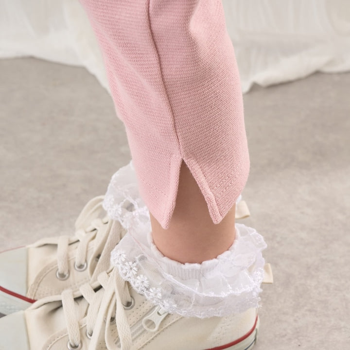 日本童裝 Ly# mine 吸水速乾 側開衩七分長褲 90-140cm 女童款 夏季 PANTS