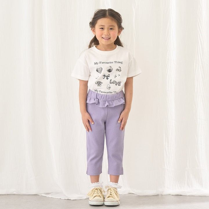 日本童裝 Ly# mine 吸水速乾 側開衩七分長褲 90-140cm 女童款 夏季 PANTS