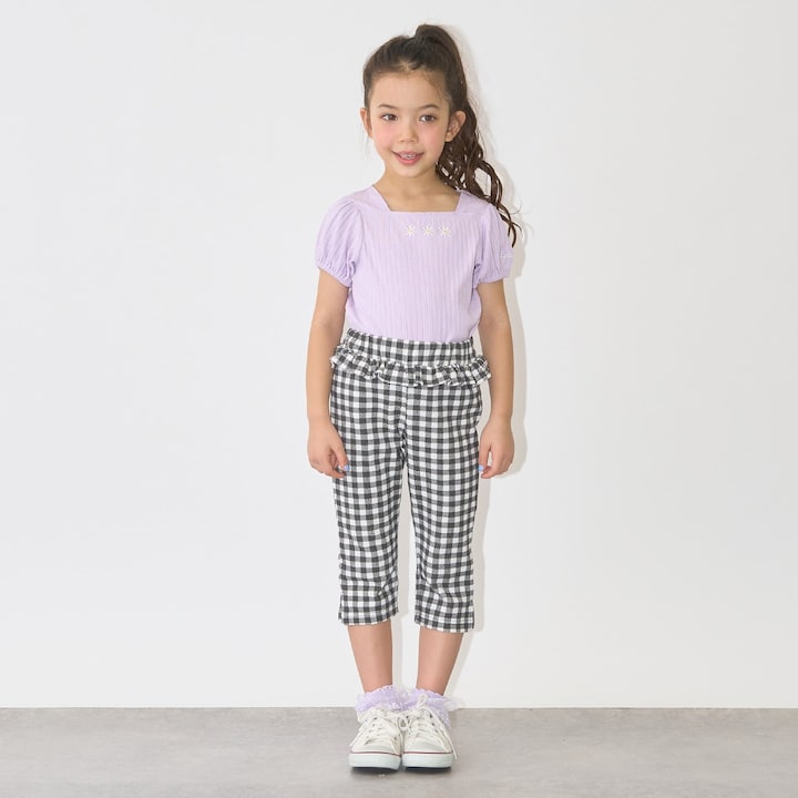 日本童裝 Ly# mine 吸水速乾 側開衩七分長褲 90-140cm 女童款 夏季 PANTS
