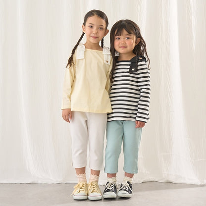 日本童裝 Ly# mine 吸水速乾 側開衩七分長褲 90-140cm 女童款 夏季 PANTS