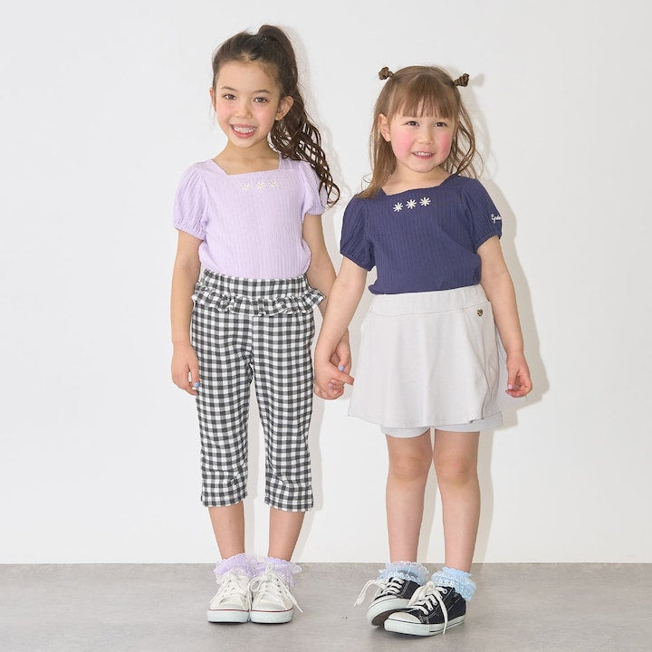 日本童裝 Ly# mine 吸水速乾 側開衩七分長褲 90-140cm 女童款 夏季 PANTS