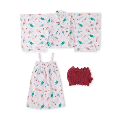 日本童裝 Ly# mine 4Way 接觸冷感 日本浴衣3件套裝 日本和服 100-140cm 女童款 夏季 OUTERWEAR DRESSES 日本夏祭慶典特輯