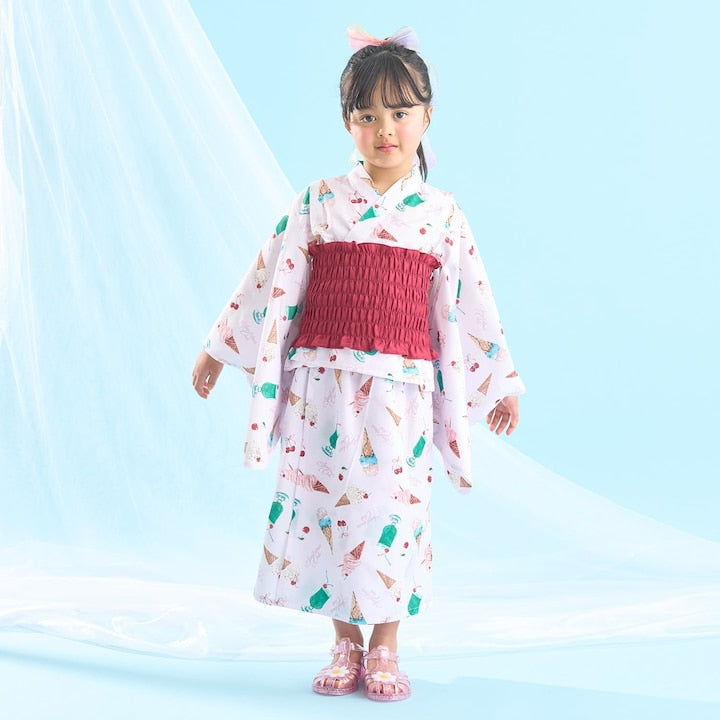 日本童裝 Ly# mine 4Way 接觸冷感 日本浴衣3件套裝 日本和服 100-140cm 女童款 夏季 OUTERWEAR DRESSES 日本夏祭慶典特輯