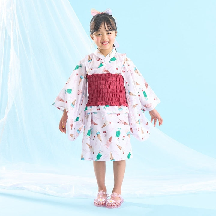 日本童裝 Ly# mine 4Way 接觸冷感 日本浴衣3件套裝 日本和服 100-140cm 女童款 夏季 OUTERWEAR DRESSES 日本夏祭慶典特輯