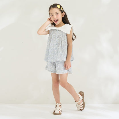 日本童裝 Ly# mine 蝴蝶結襯衫及荷葉邊短褲套裝 100-150cm 女童款 夏季 TOPS PANTS
