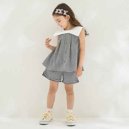 日本童裝 Ly# mine 蝴蝶結襯衫及荷葉邊短褲套裝 100-150cm 女童款 夏季 TOPS PANTS