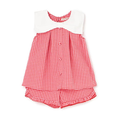日本童裝 Ly# mine 蝴蝶結襯衫及荷葉邊短褲套裝 100-150cm 女童款 夏季 TOPS PANTS