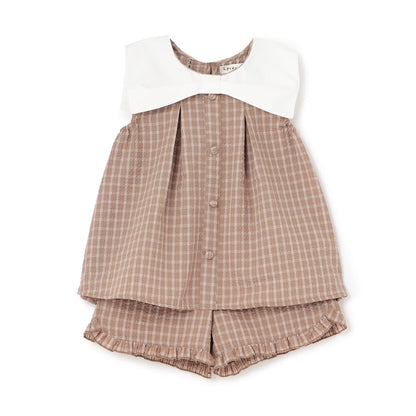 日本童裝 Ly# mine 蝴蝶結襯衫及荷葉邊短褲套裝 100-150cm 女童款 夏季 TOPS PANTS