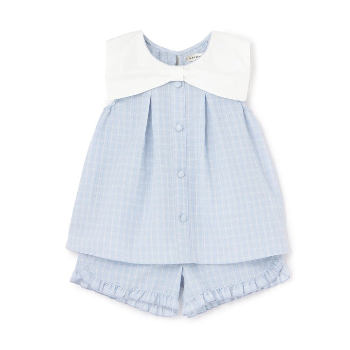 日本童裝 Ly# mine 蝴蝶結襯衫及荷葉邊短褲套裝 100-150cm 女童款 夏季 TOPS PANTS