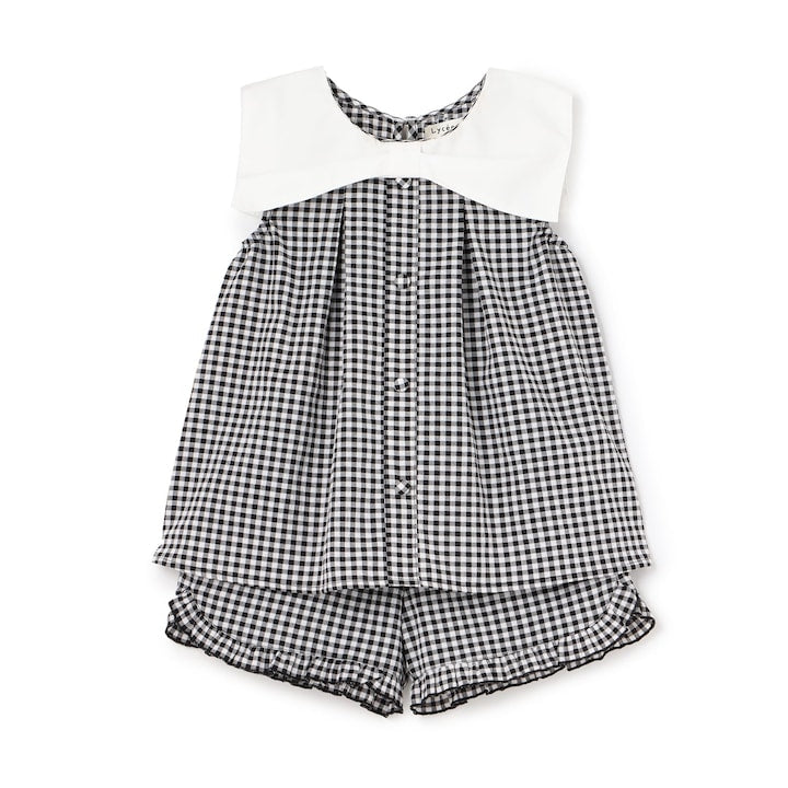 日本童裝 Ly# mine 蝴蝶結襯衫及荷葉邊短褲套裝 100-150cm 女童款 夏季 TOPS PANTS