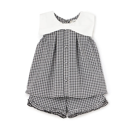 日本童裝 Ly# mine 蝴蝶結襯衫及荷葉邊短褲套裝 100-150cm 女童款 夏季 TOPS PANTS