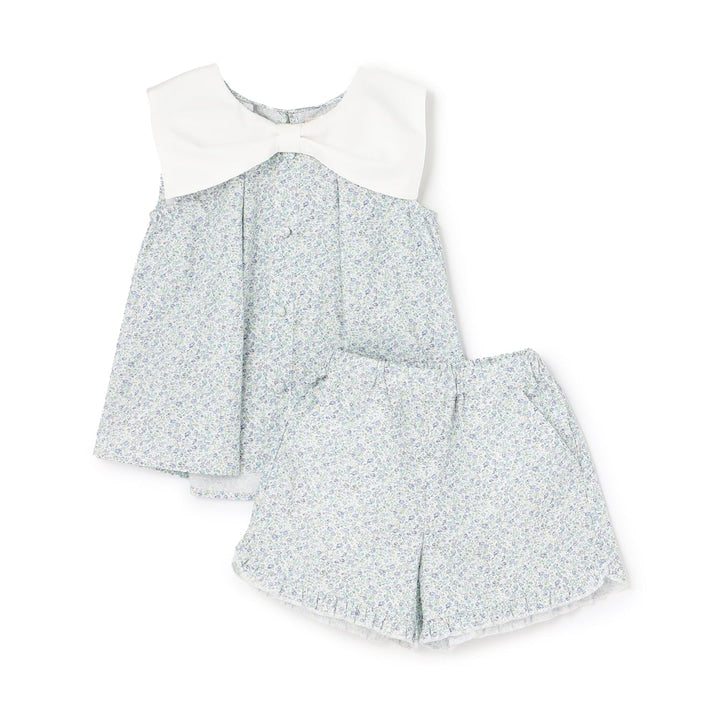 日本童裝 Ly# mine 蝴蝶結襯衫及荷葉邊短褲套裝 100-150cm 女童款 夏季 TOPS PANTS