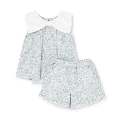 日本童裝 Ly# mine 蝴蝶結襯衫及荷葉邊短褲套裝 100-150cm 女童款 夏季 TOPS PANTS