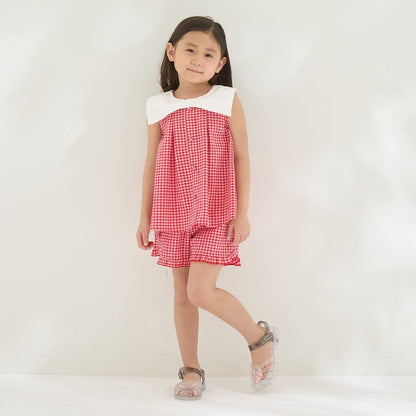 日本童裝 Ly# mine 蝴蝶結襯衫及荷葉邊短褲套裝 100-150cm 女童款 夏季 TOPS PANTS