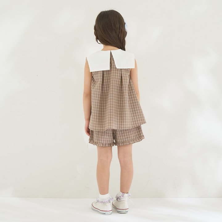 日本童裝 Ly# mine 蝴蝶結襯衫及荷葉邊短褲套裝 100-150cm 女童款 夏季 TOPS PANTS