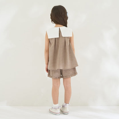 日本童裝 Ly# mine 蝴蝶結襯衫及荷葉邊短褲套裝 100-150cm 女童款 夏季 TOPS PANTS