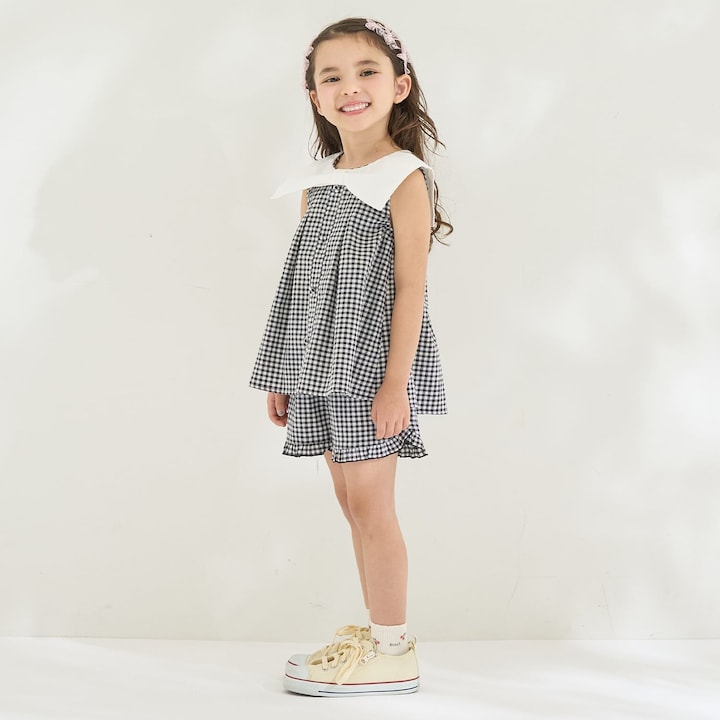 日本童裝 Ly# mine 蝴蝶結襯衫及荷葉邊短褲套裝 100-150cm 女童款 夏季 TOPS PANTS
