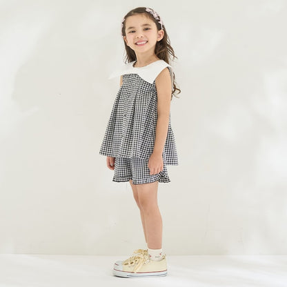 日本童裝 Ly# mine 蝴蝶結襯衫及荷葉邊短褲套裝 100-150cm 女童款 夏季 TOPS PANTS