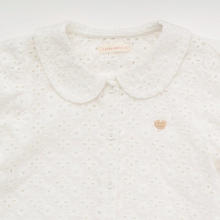 日本童裝 Ly# mine 棉質蕾絲泡泡袖上衣 100-150cm 女童款 夏季 TOPS