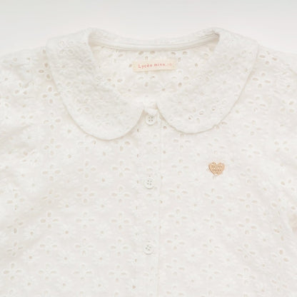 日本童裝 Ly# mine 棉質蕾絲泡泡袖上衣 100-150cm 女童款 夏季 TOPS